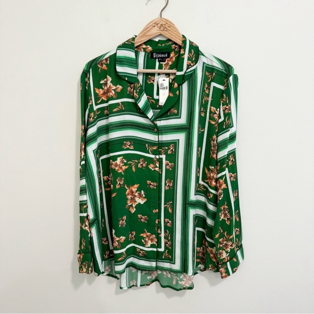 Anthropologie Green Floral Blouse NWT - Picture 3 of 7